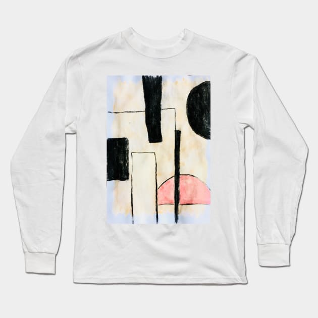 Geometric abstract art pastel neutral colours Long Sleeve T-Shirt by BlackWhiteBeige
